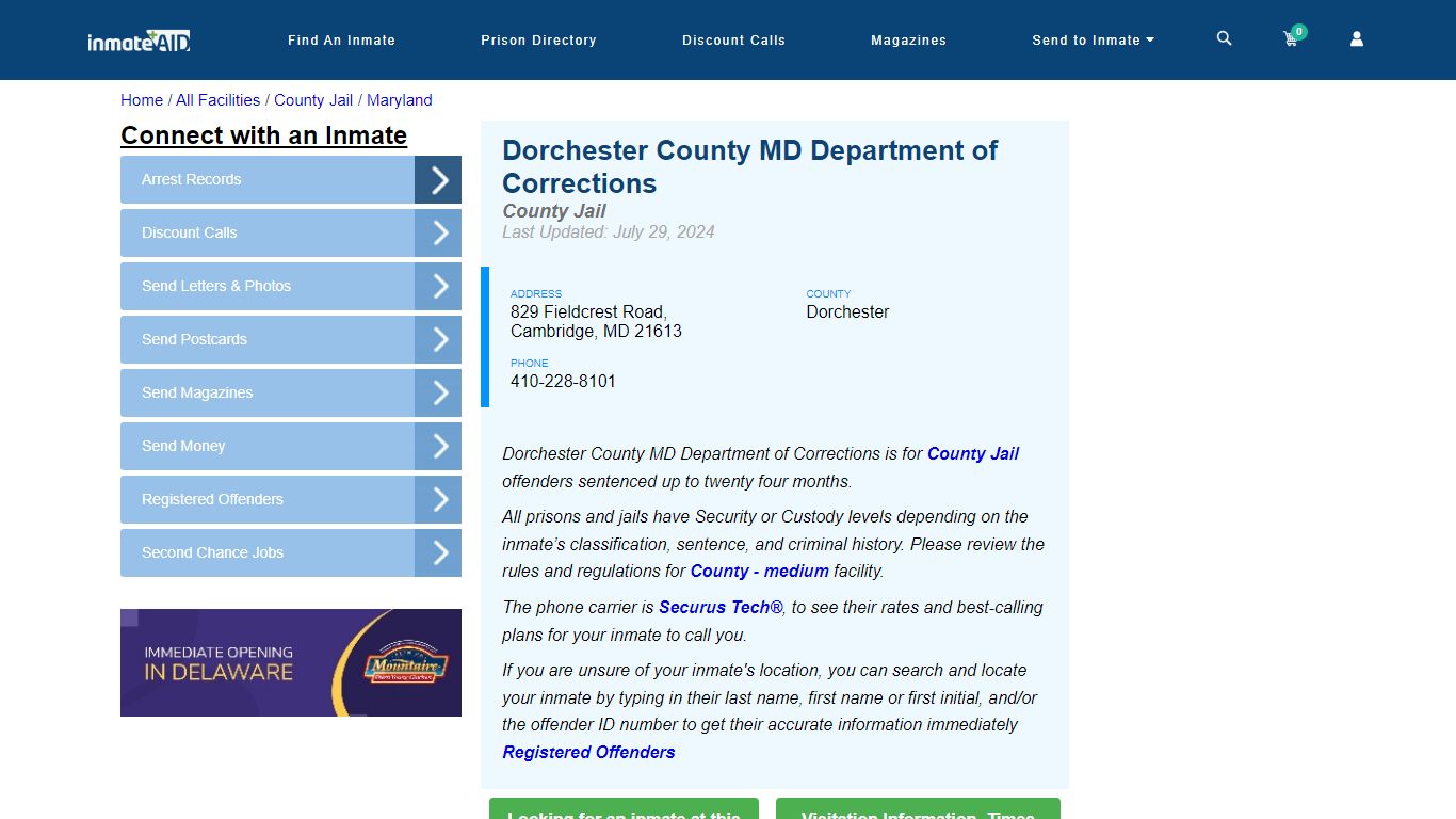 Dorchester County MD Department of Corrections